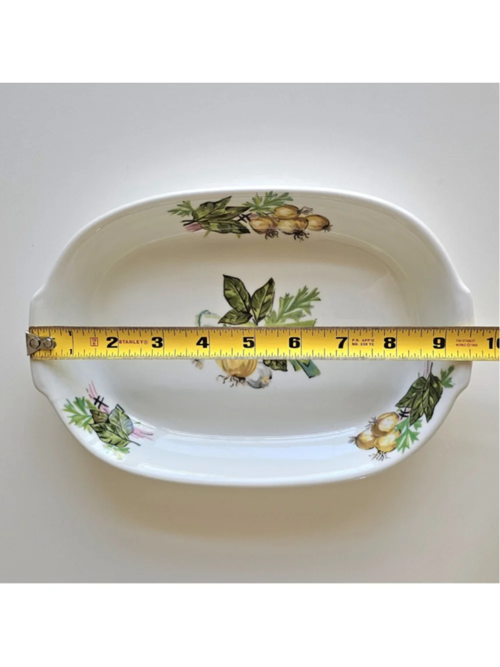 Haviland Limoges Aluminite Frugier Oval Casserole Baker Dish, Onion Harvest 9.5